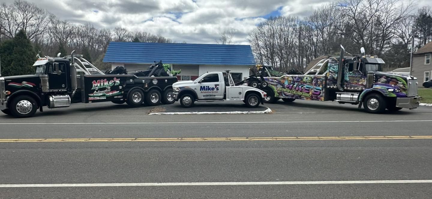 Mike's full towing fleet on Clintonville Road
